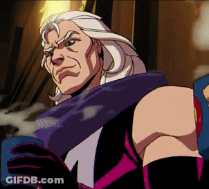 Cartoon Character With Gray Hair And Purple Scarf GIF