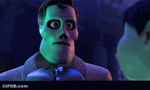Cartoon Character With Green Eyes And Bow Tie Looks At Man GIF