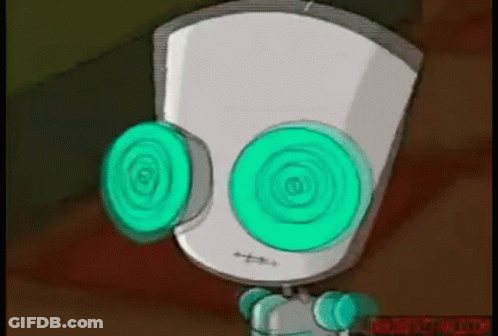 Cartoon Character With Green Eyes And Swirl GIF