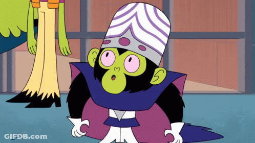 Cartoon Character With Green Face And Purple Hat GIF