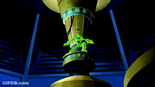 Cartoon Character With Green Glowing Face And Arms GIF
