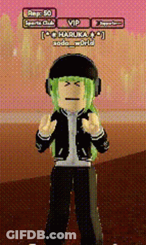 Cartoon Character With Green Hair And Headphones In Front Of Pink Wall GIF
