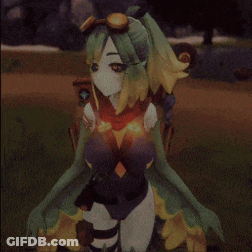 Cartoon Character With Green Hair And Yellow Flowers GIF