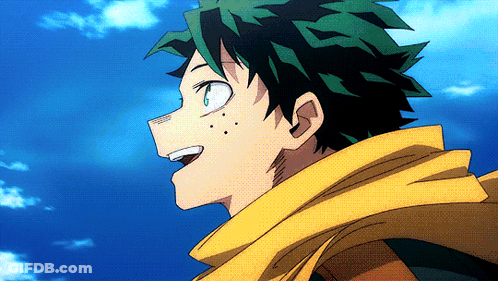 Cartoon Character With Green Hair And Yellow Scarf GIF