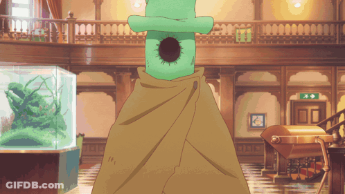 Cartoon Character With Green Hat And Brown Cloak GIF