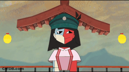 Cartoon Character With Green Hat And Red Blue Face GIF