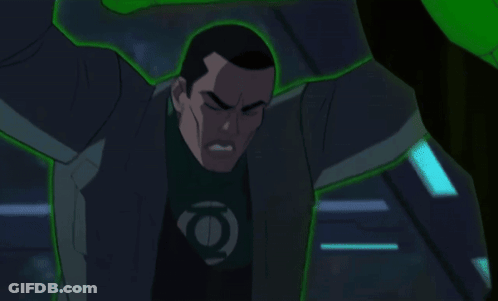 Cartoon Character With Green Lantern Emblem GIF