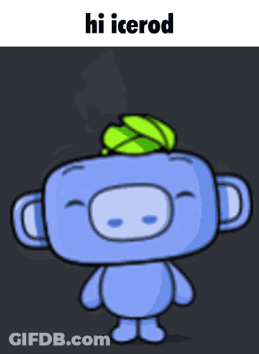 Cartoon Character With Green Leaf Saying Hi Icerod GIF