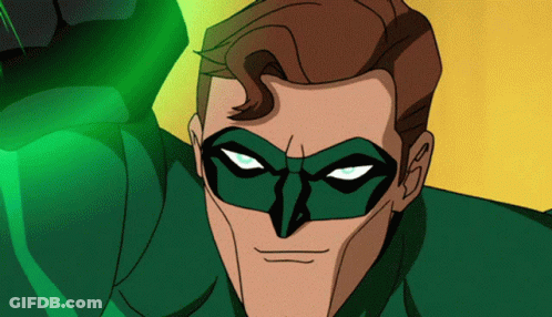 Cartoon Character With Green Mask And Green Eyes GIF