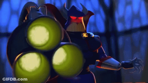 Cartoon Character With Green Tubes On Back GIF