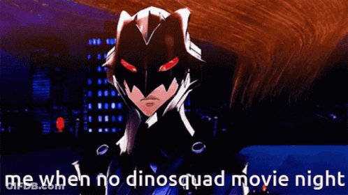 Cartoon Character With Gun Saying Me When No Dinosaur Movie Night GIF