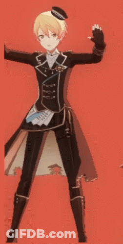 Cartoon Character With Hat Saying A Standing In Front Of Red Background GIF