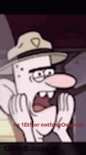 Cartoon Character With Hat Says It's 1 Eth Or Nothing GIF