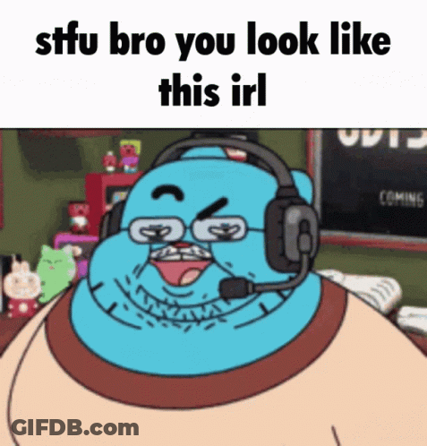 Cartoon Character With Headphones And Glasses Saying Sffu Bro You Look Like This Irl GIF
