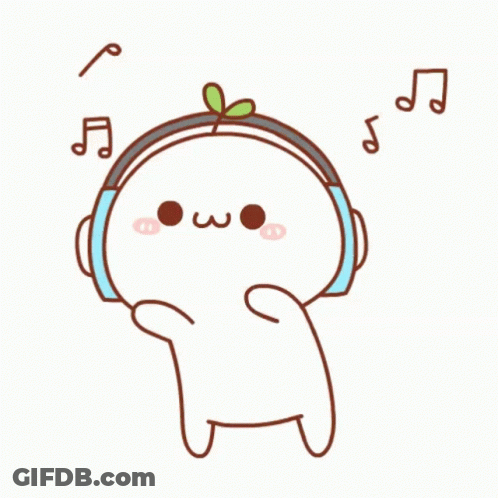 Cartoon Character With Headphones And Music Notes GIF