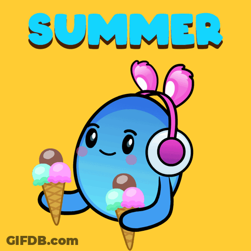 Cartoon Character With Headphones Holding Ice Cream GIF