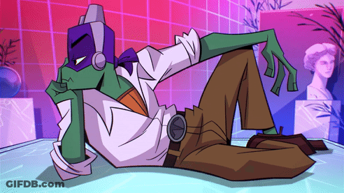 Cartoon Character With Headphones Lying On Floor GIF