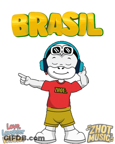 Cartoon Character With Headphones Red Shirt Saying Zhot GIF
