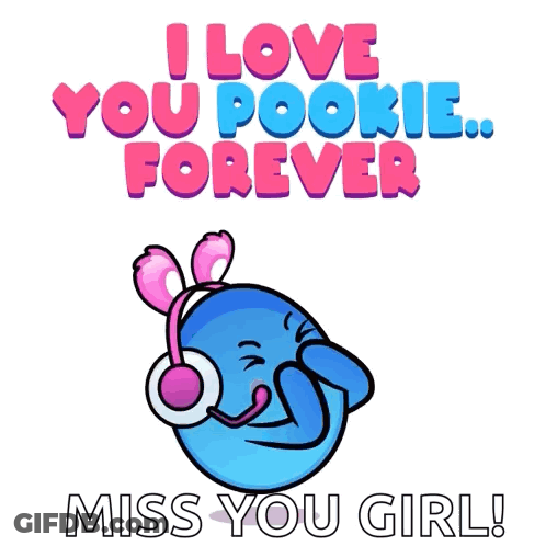 Cartoon Character With Headphones Says I Love You Pookie Forever Miss You Girl GIF