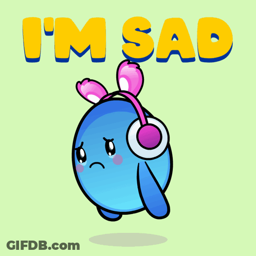 Cartoon Character With Headphones Says I'm Sad GIF