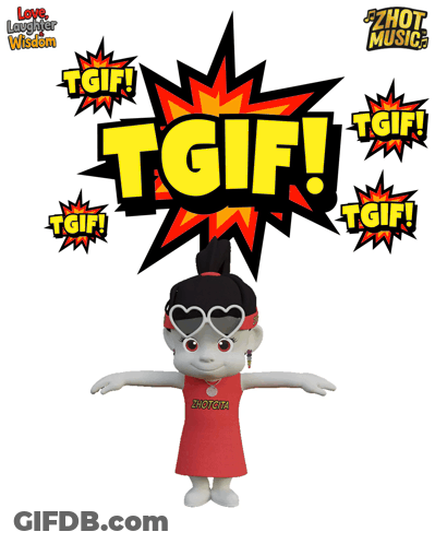 Cartoon Character With Heart Headband Saying TGIF GIF