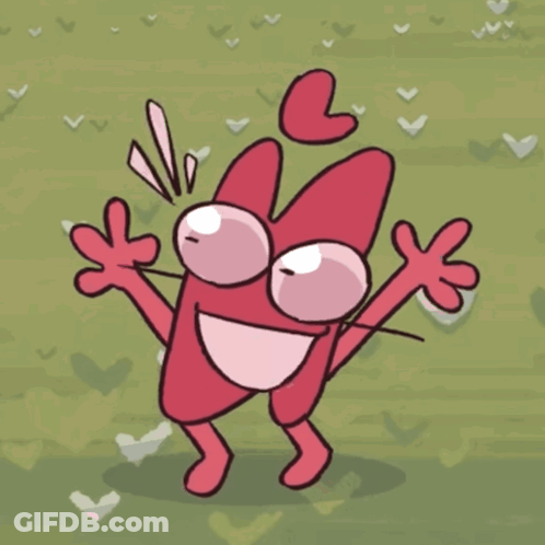 Cartoon Character With Heart In Field Of Hearts GIF