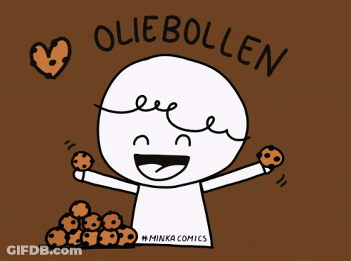 Cartoon Character With Heart Saying Oliebollen GIF