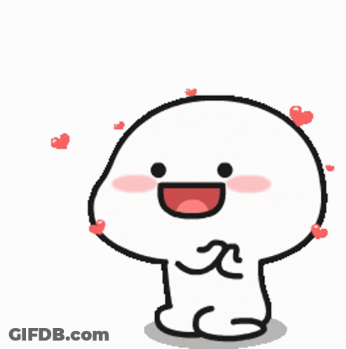 Cartoon Character With Hearts And Big Smile GIF