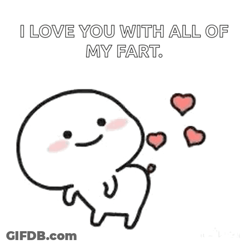 Cartoon Character With Hearts And I Love You GIF