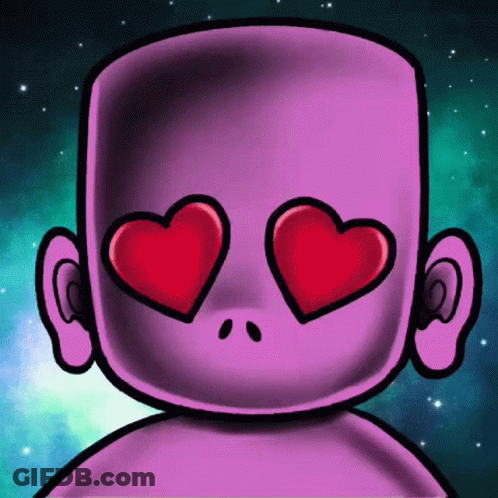 Cartoon Character With Hearts In Eyes GIF