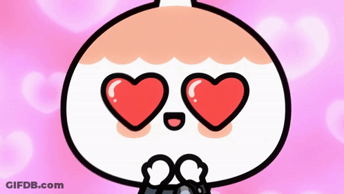 Cartoon Character With Hearts In Eyes GIF