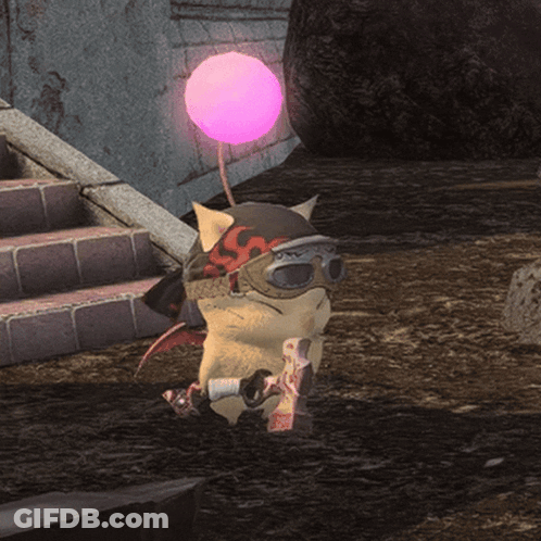 Cartoon Character With Helmet And Goggles Holding Pink Ball GIF