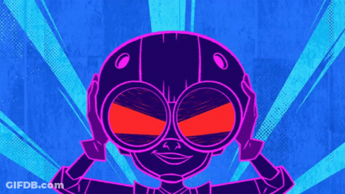 Cartoon Character With Helmet And Sunglasses GIF