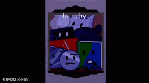 Cartoon Character With Hi Ruby On Top GIF