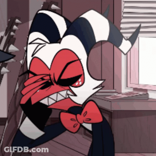 Cartoon Character With Horns And Bow Tie Looking Out Window GIF