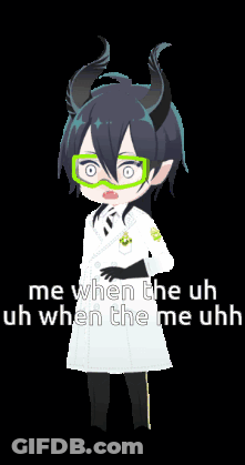 Cartoon Character With Horns And Glasses Saying Me GIF