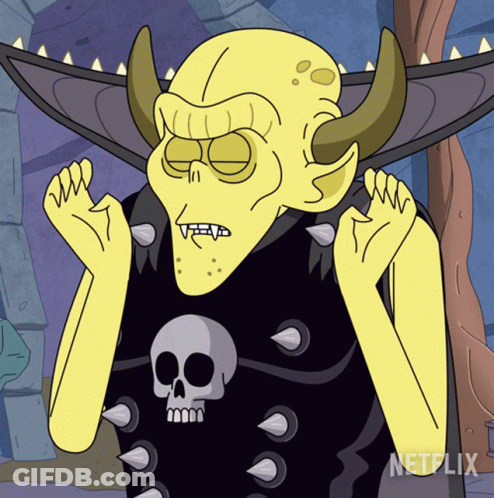 Cartoon Character With Horns And Skull On Chest With Netflix Logo GIF