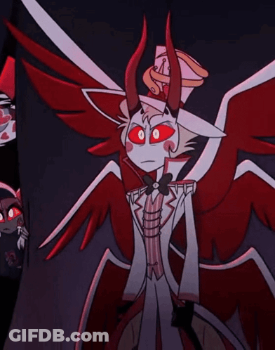 Cartoon Character With Horns And Wings Wearing Hat GIF