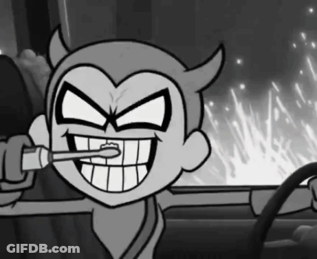 Cartoon Character With Horns Brushing Teeth GIF