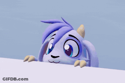 Cartoon Character With Horns Peeking GIF