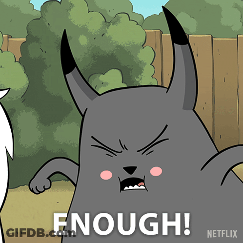 Cartoon Character With Horns Saying Enough GIF