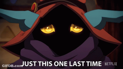 Cartoon Character With Horns Saying Just This One Last Time GIF