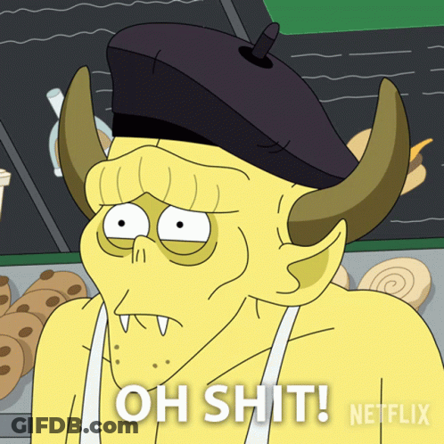 Cartoon Character With Horns Says Oh Shit GIF