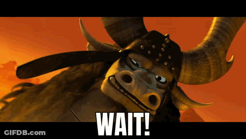 Cartoon Character With Horns Says Wait GIF