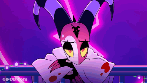 Cartoon Character With Horns Sitting On Balcony Arms Crossed GIF