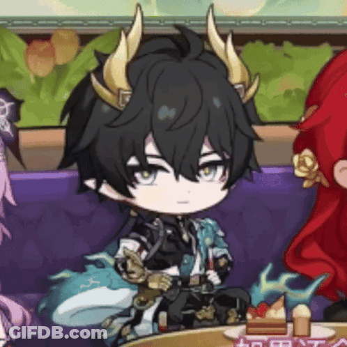 Cartoon Character With Horns Sitting On Couch GIF