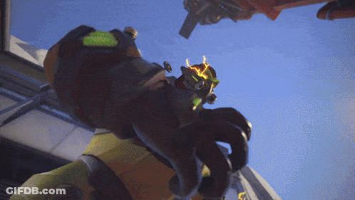 Cartoon Character With Horns Standing On Building GIF