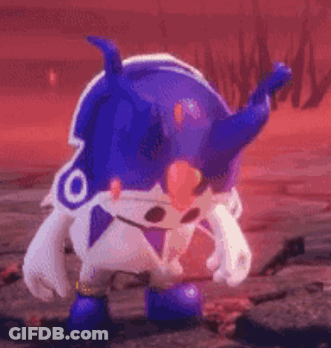 Cartoon Character With Horns Standing On Rocky Surface GIF