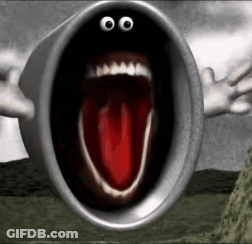 Cartoon Character With Huge Mouth And Tongue Out GIF