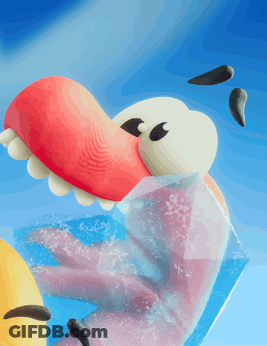 Cartoon Character With Huge Mouth Swimming In Ocean GIF